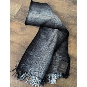 NWT Gunther 9" X 60" Rayon Chenille Scarf Black White Gray